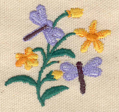 Embroidery Design: Flowers and butterflies 2.00w X 2.00h