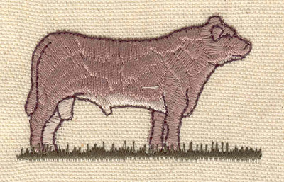 Embroidery Design: Cow on Grass 2.71w X 1.63h