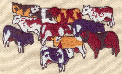 Embroidery Design: Herd of cows 3.80w X 2.30h