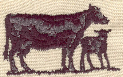 Embroidery Design: Cow with calf 2.90w X 1.80h