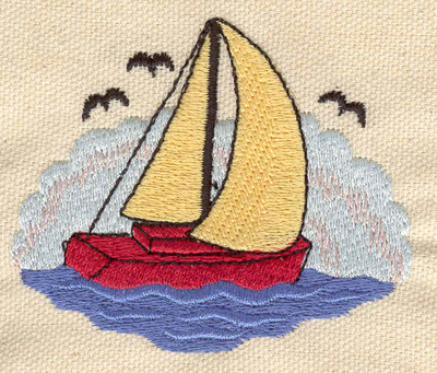 Embroidery Design: Sailboat scene 2.90w X 2.40h