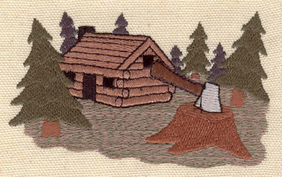 Embroidery Design: Log cabin 4.00w X 2.50h