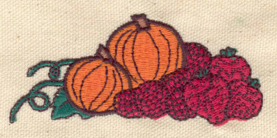 Embroidery Design: Pumpkins and berries 3.30w X 1.45h