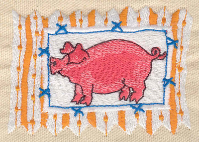 Embroidery Design: Pig framed 3.40w X 2.40h