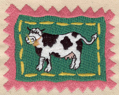 Embroidery Design: Cow framed 3.50w X 2.80h