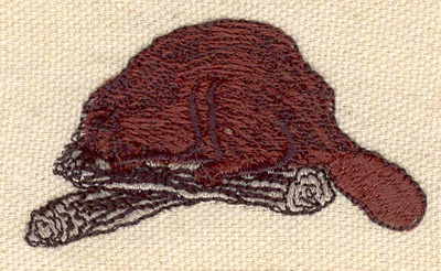Embroidery Design: Beaver on log2.34w X 1.29h