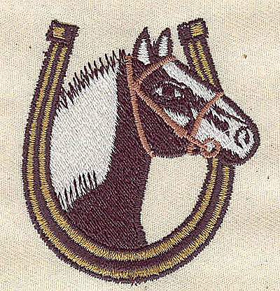 Embroidery Design: Horse head in horseshoe2.49in. H x 2.06in. W