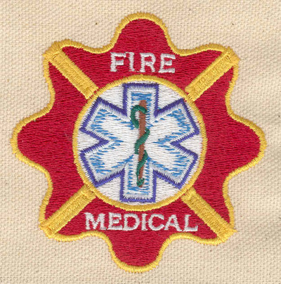 Embroidery Design: Fire and medical shield 2.94w X 2.92h