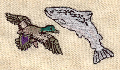 Embroidery Design: Duck and fish 2.73w X 1.44h