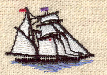 Embroidery Design: Sailing ship 1.55w X 1.15h