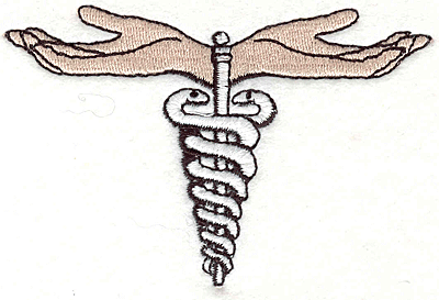 Embroidery Design: Hands with Health Symbol2.24" x 3.43"