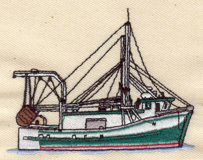 Embroidery Design: Fishing Boat 3.78w X 2.98h