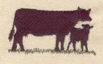 Embroidery Design: Cow and calf 2.52w X 1.44h