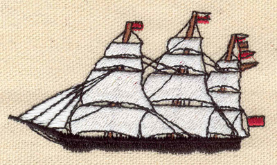 Embroidery Design: Sailing ship 3.11w X 1.74h