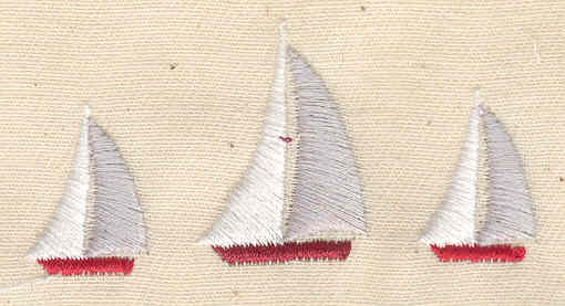 Embroidery Design: Three sailboats 2.34w X 1.15h
