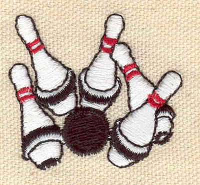Embroidery Design: Bowling ball and pins 1.66w X 1.48h