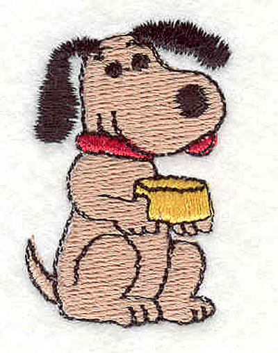 Embroidery Design: Dog with bowl 1.67" X 1.08"