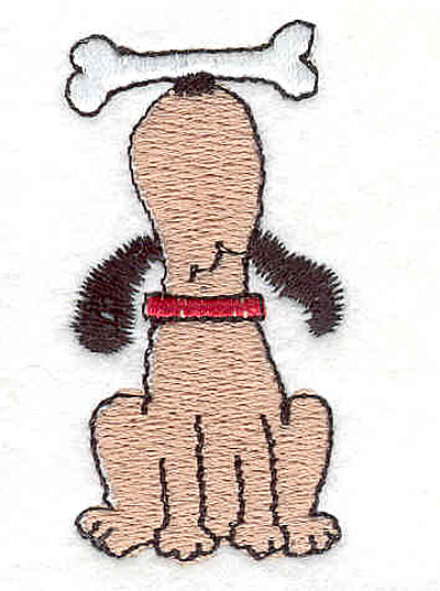 Embroidery Design: Dog balancing bone  2.16" X 1.12"