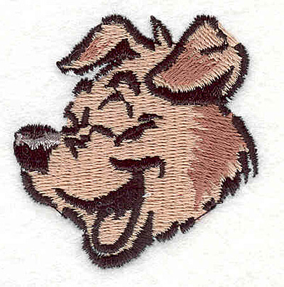 Embroidery Design: Dog head happy 2.00" X 1.90"