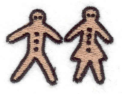 Embroidery Design: Gingerbread couple 1.80"w X 1.31"h