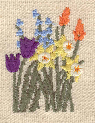 Embroidery Design: Mixed flowers 1.48w X 1.91h