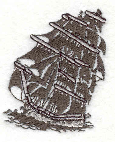 Embroidery Design: Sailing ship 1.66"w X 2.03"h
