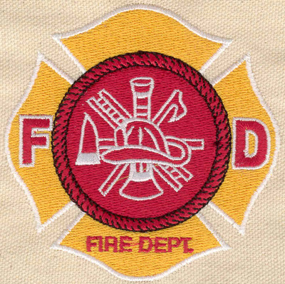 Embroidery Design: Fire Dept. emblem 3.50w X 3.47h