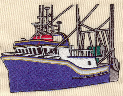 Embroidery Design: Fishing Vessel 4.08w X 3.03h