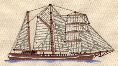 Embroidery Design: Sailing ship 4.20w X 2.28h