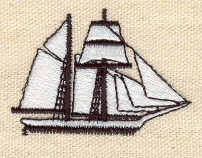 Embroidery Design: Schooner 2.08w X 1.47h