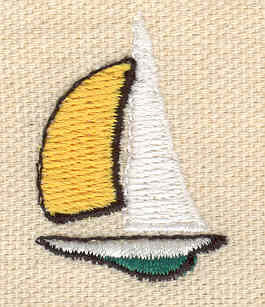 Embroidery Design: Sail boat 0.97w X 1.37h