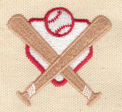 Embroidery Design: Crossed bats and ball 2.12w X 2.01h