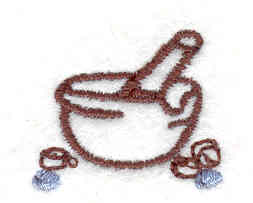 Embroidery Design: Pestle and Mortar 0.83w X 0.94h