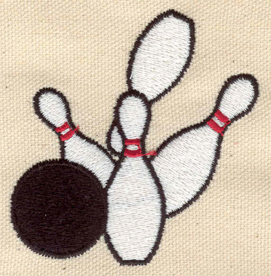 Embroidery Design: Bowling ball and pins 2.69w X 2.69h