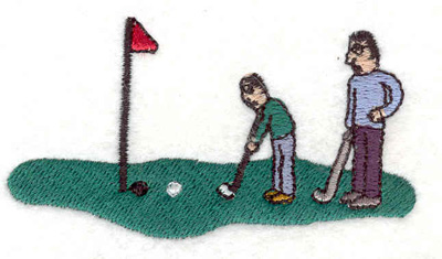 Embroidery Design: Golfers on green 2.98"w X 1.61"h