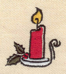 Embroidery Design: Candle with holly 1.51w X 1.66h