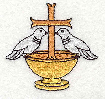 Embroidery Design: Chalice cross and doves 2.10"w X 2.02"h