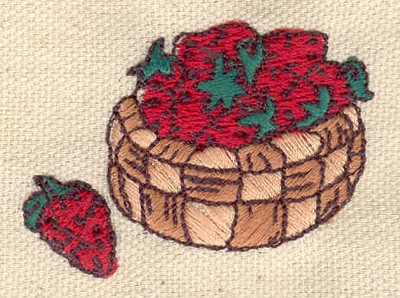 Embroidery Design: Strawberries in basket 2.02w X 1.46h