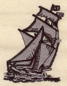 Embroidery Design: Sailing ship 1.93w X 2.61h