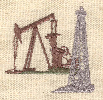 Embroidery Design: Oil well and rig 2.13w X 2.09h