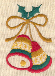 Embroidery Design: Bells and bow 2.18w X 3.15h
