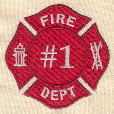 Embroidery Design: Maltes cross with logo Fire Dept. 3.00w X 2.99h