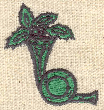 Embroidery Design: Horn with holly 1.50w X 1.62h