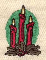 Embroidery Design: Candle trio 1.36w X 1.92h