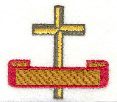 Embroidery Design: Cross with banner 2.55"w X 2.35"h