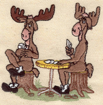 Embroidery Design: Moose playing cards 3.21w X 3.30h