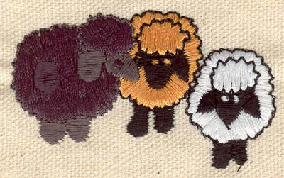 Embroidery Design: Sheep trio 2.48w X 1.47h