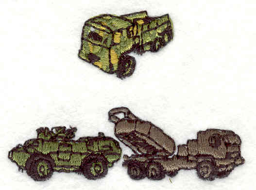 Embroidery Design: Army Trucks 1.80w X 2.39h