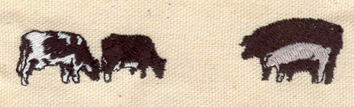 Embroidery Design: Cows and pigs 3.97w X 0.81h
