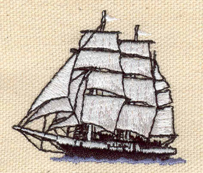 Embroidery Design: Sailing ship 2.00w X 1.82h